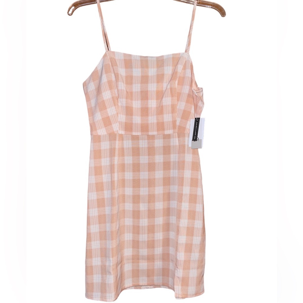 Nordstrom BP Peach Plaid Mini Dress Size S NWT